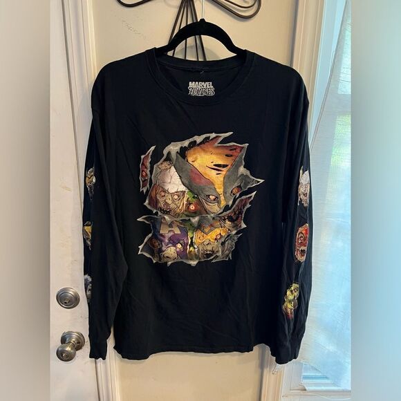 Marvel Zombies Long Sleeve T-Shirt - Marvel Zombie Heads Ripping Out - Picture 1 of 7